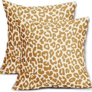 Mustard Yellow Leopard Print Pillow Covers 20x20